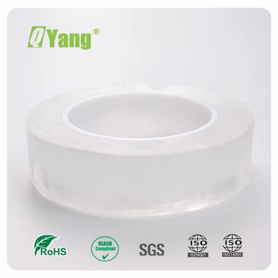 양면 테이프 헤비 듀티(16.5FT/5M) 다목적 벽 테이프 접착 스트립 탈착식 장착 재사용 가능한 강력한 끈적끈적 투명 나노 테이프